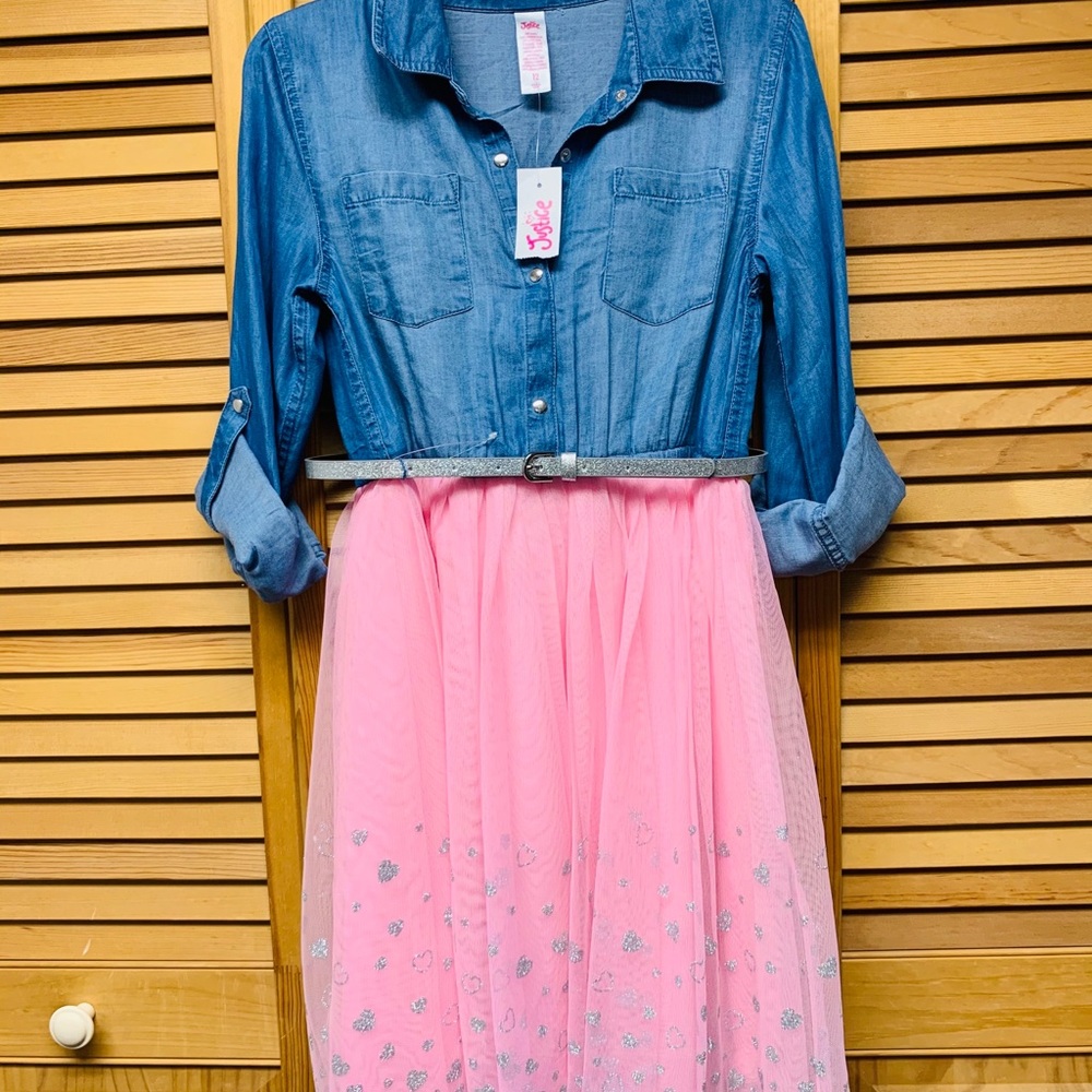 Kids- Adorable Girls Half Denim Dress